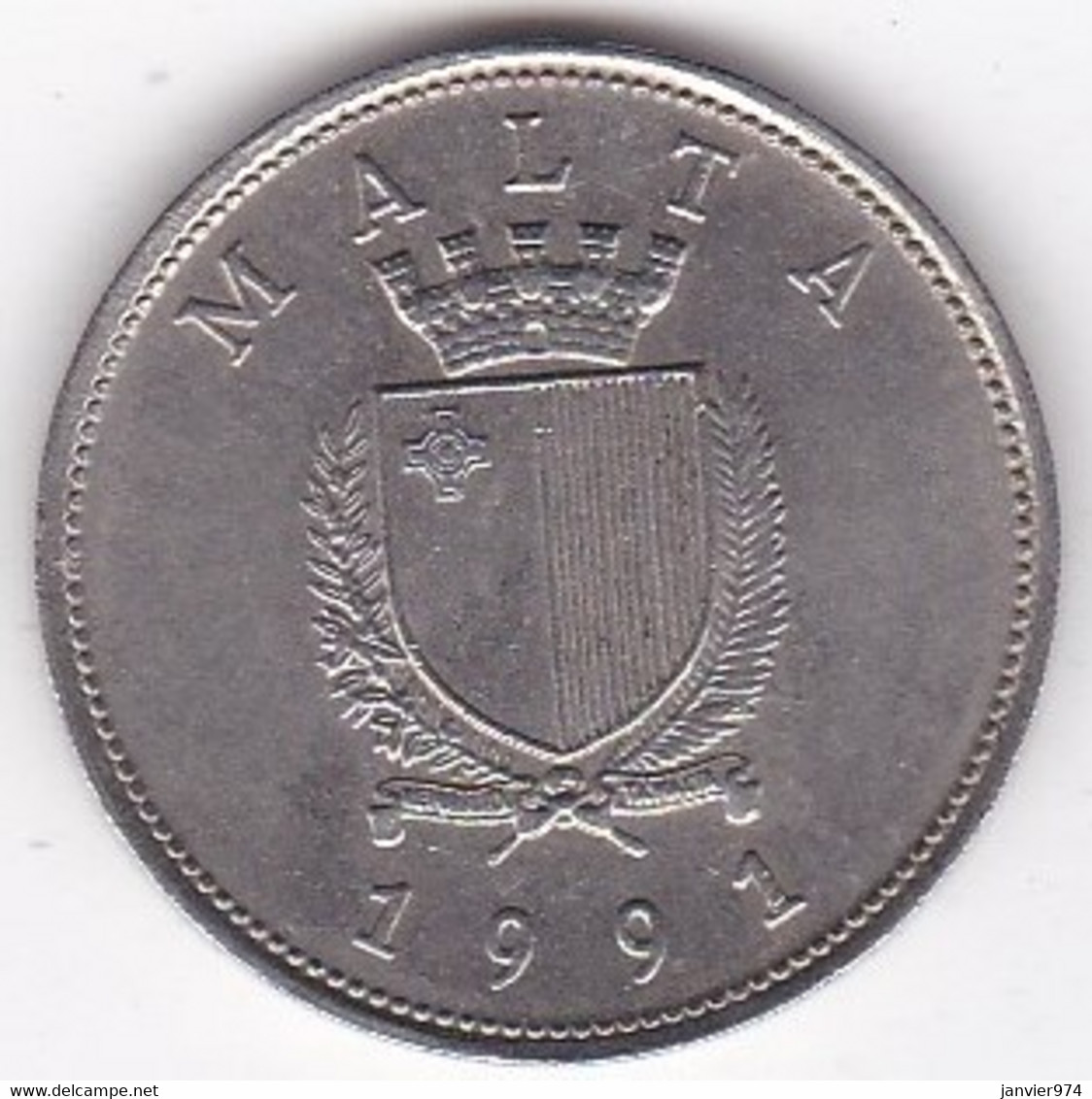 Malte 25 Cents 1991 , Cupronickel, KM# 97 - Malta