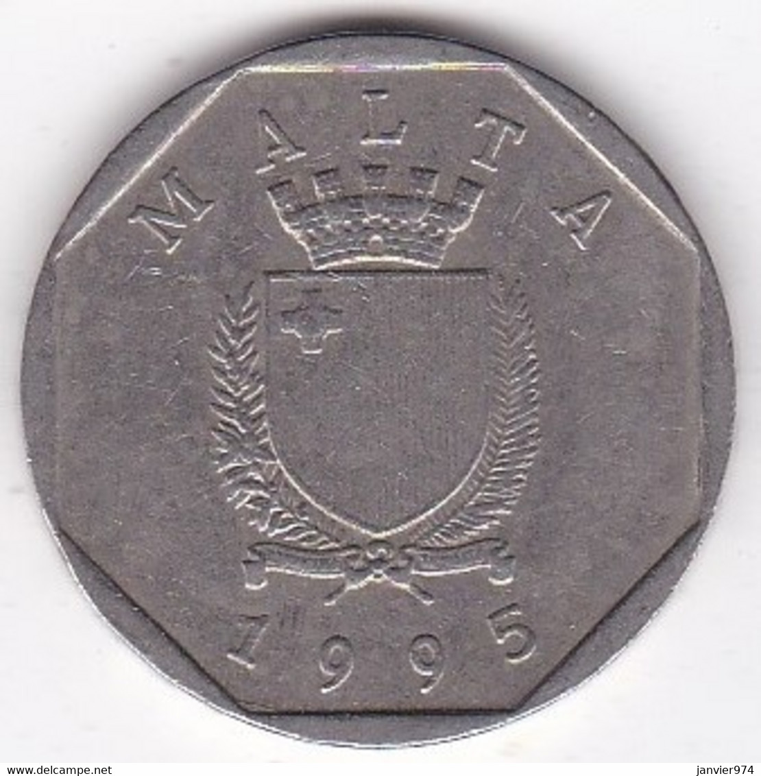 Malte 50 Cents 1995 , Position A, Cupronickel, KM# 98 - Malta