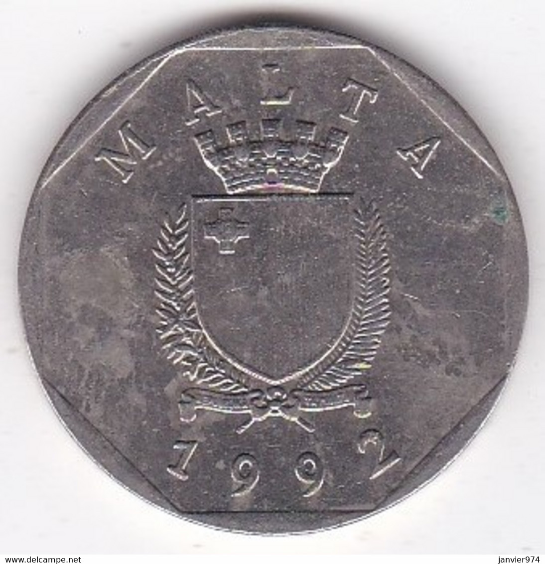 Malte 50 Cents 1992 , Position A, Cupronickel, KM# 98 - Malte