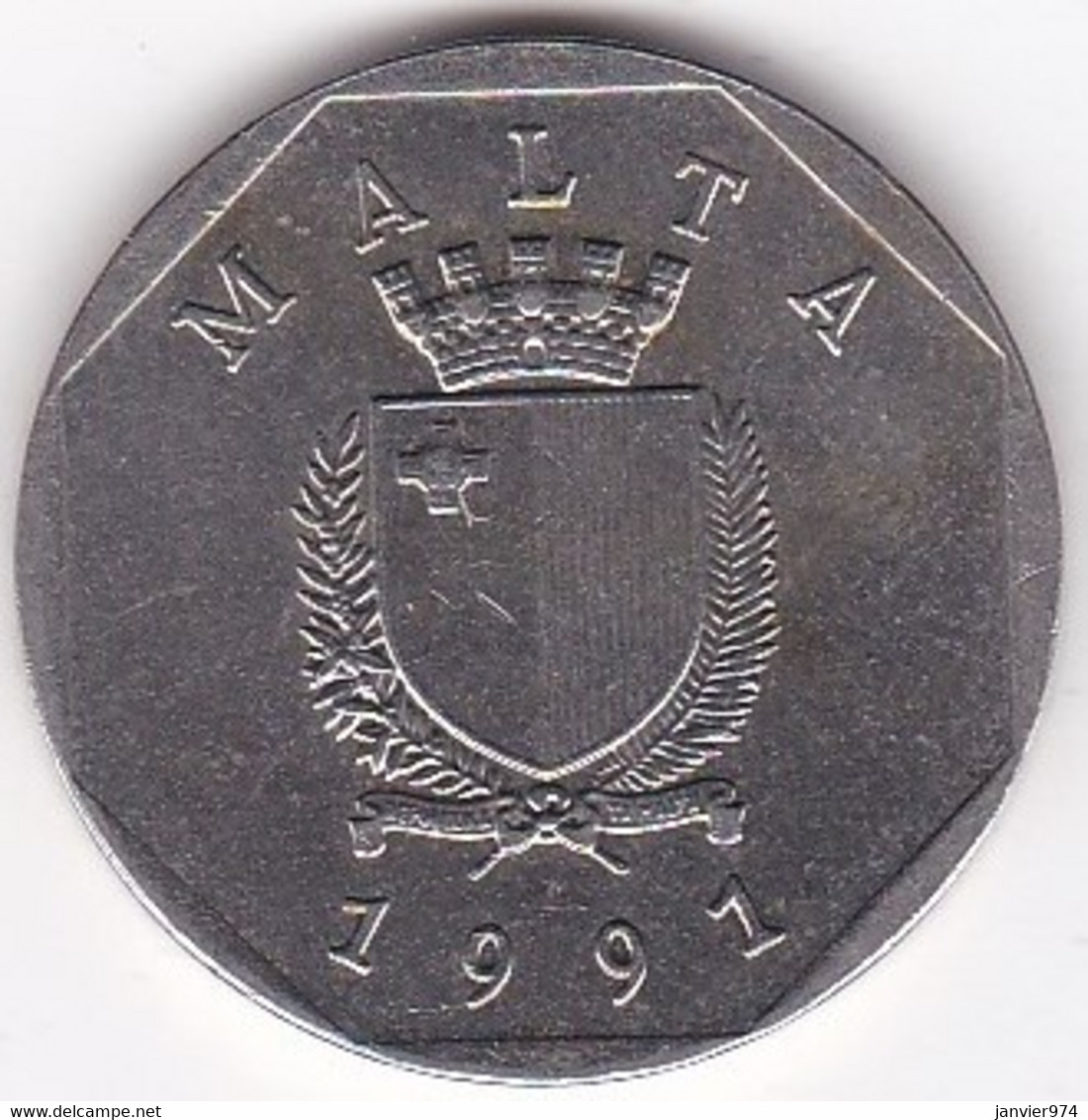 Malte 50 Cents 1991 , Position A, Cupronickel, KM# 98 - Malta