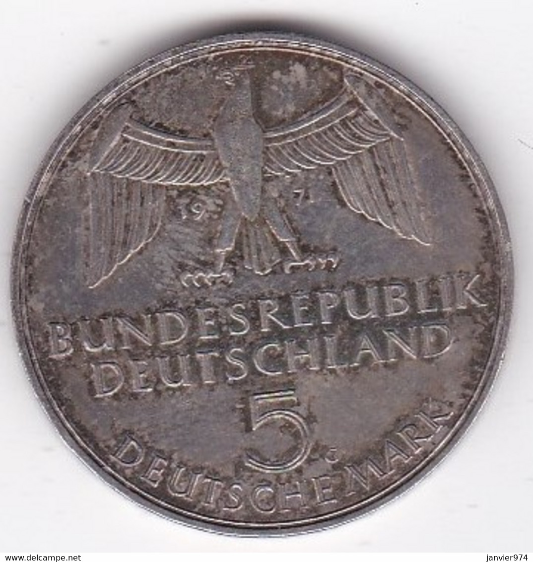 Allemagne 5 Mark 1971 G (KARLSRUHE), 100 Ans Du Deuxième Reich, En Argent, KM# 128 - 5 Marcos