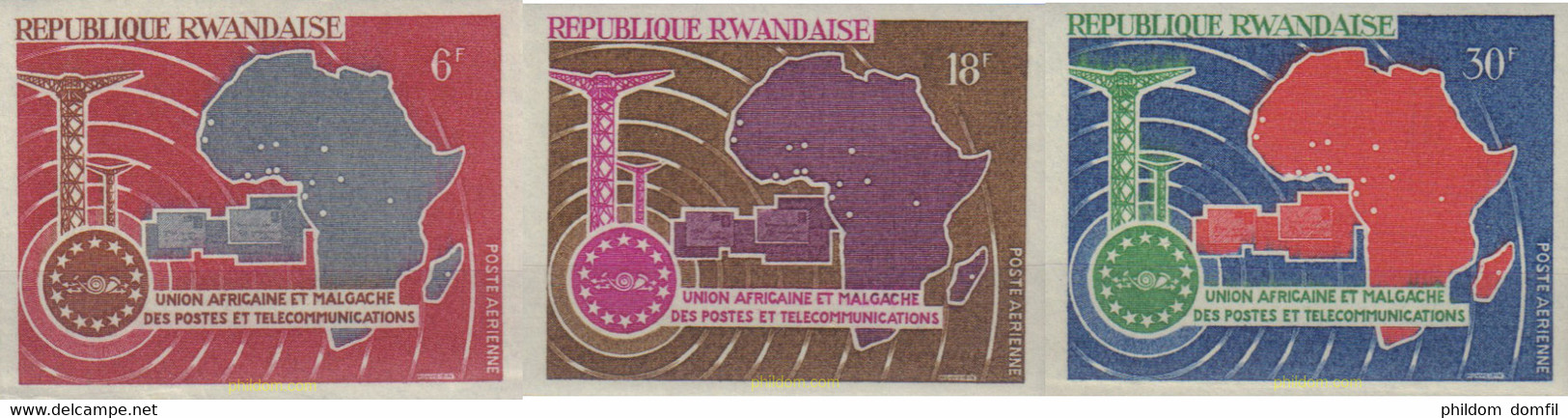 593339 MNH RUANDA 1967 UNION AFRICANA Y MADAGASCAR D TELECOMUNICACIONES - 1962-1969