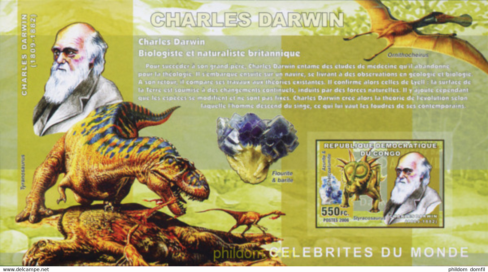 370248 MNH CONGO. República Democrática 2006 CHARLES DARWIN - Usados