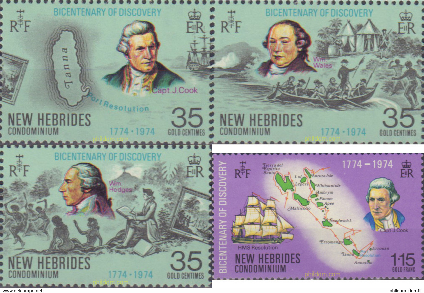 584719 MNH NUEVAS HEBRIDAS 1974 BICENTENARIO DEL DESCUBRIMIENTO DE LAS ISLAS NUEVAS HEBRIDAS - Colecciones & Series