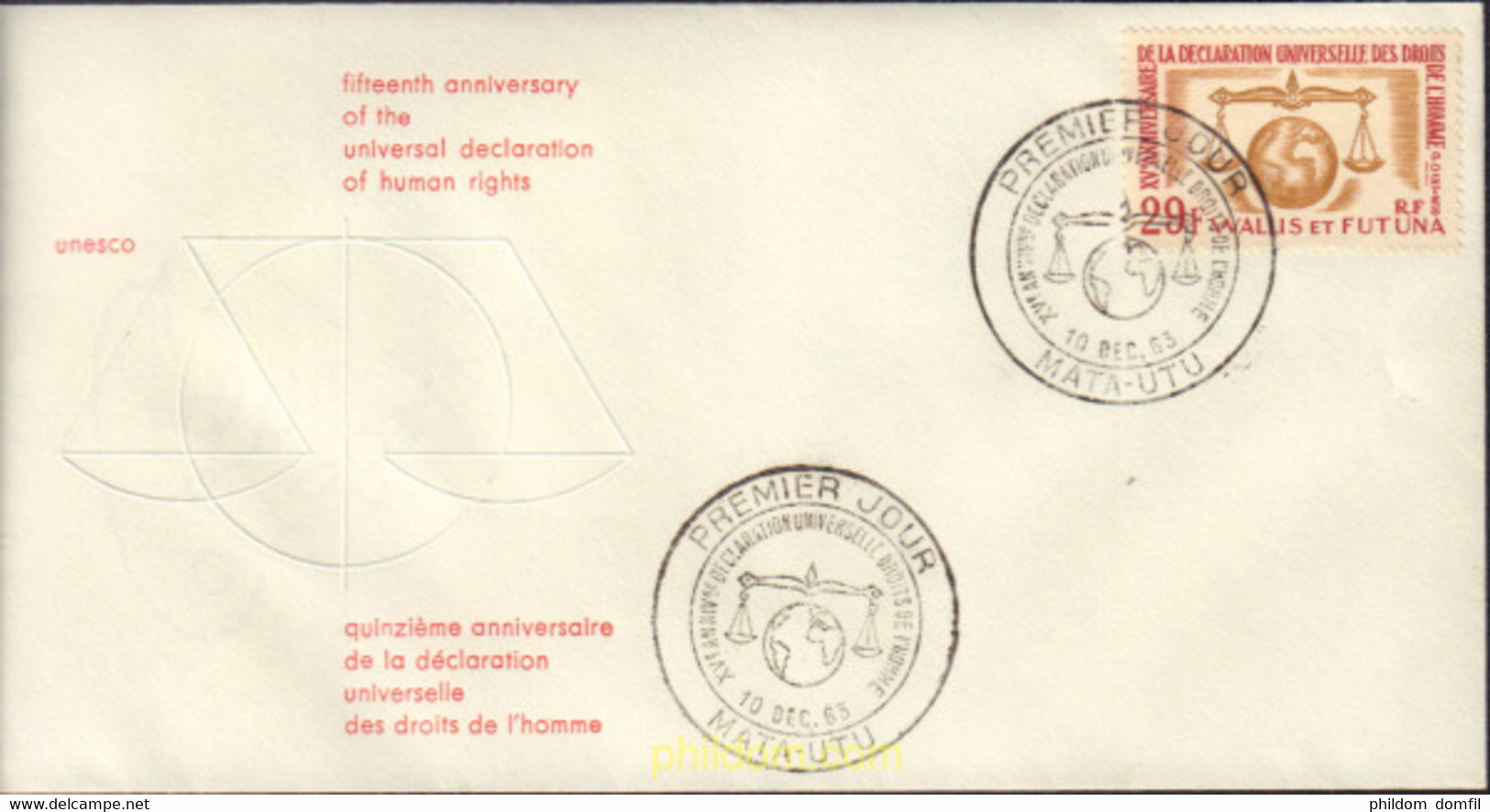 574203 MNH WALLIS Y FUTUNA 1963 15 ANIVERSARIO DE LA DECLARACION UNIVERSAL DE LOS DERECHOS DEL HOMBRE - Oblitérés