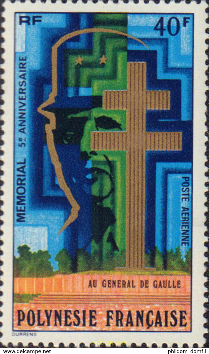 581117 MNH POLINESIA FRANCESA 1977 EN MEMORIA DEL GENERAL DE GAULLE - Usati