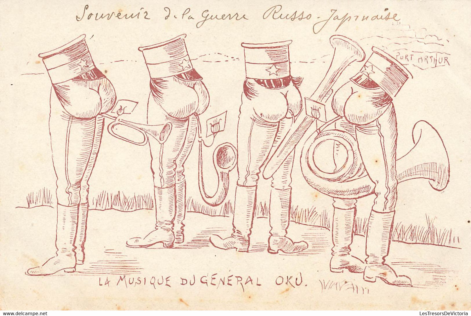 CPA Illustrée La Musique Du Général Oku - Guerre Russo Japonaise - Politique - Fesses Qui Jouent Des Instruments - Humour