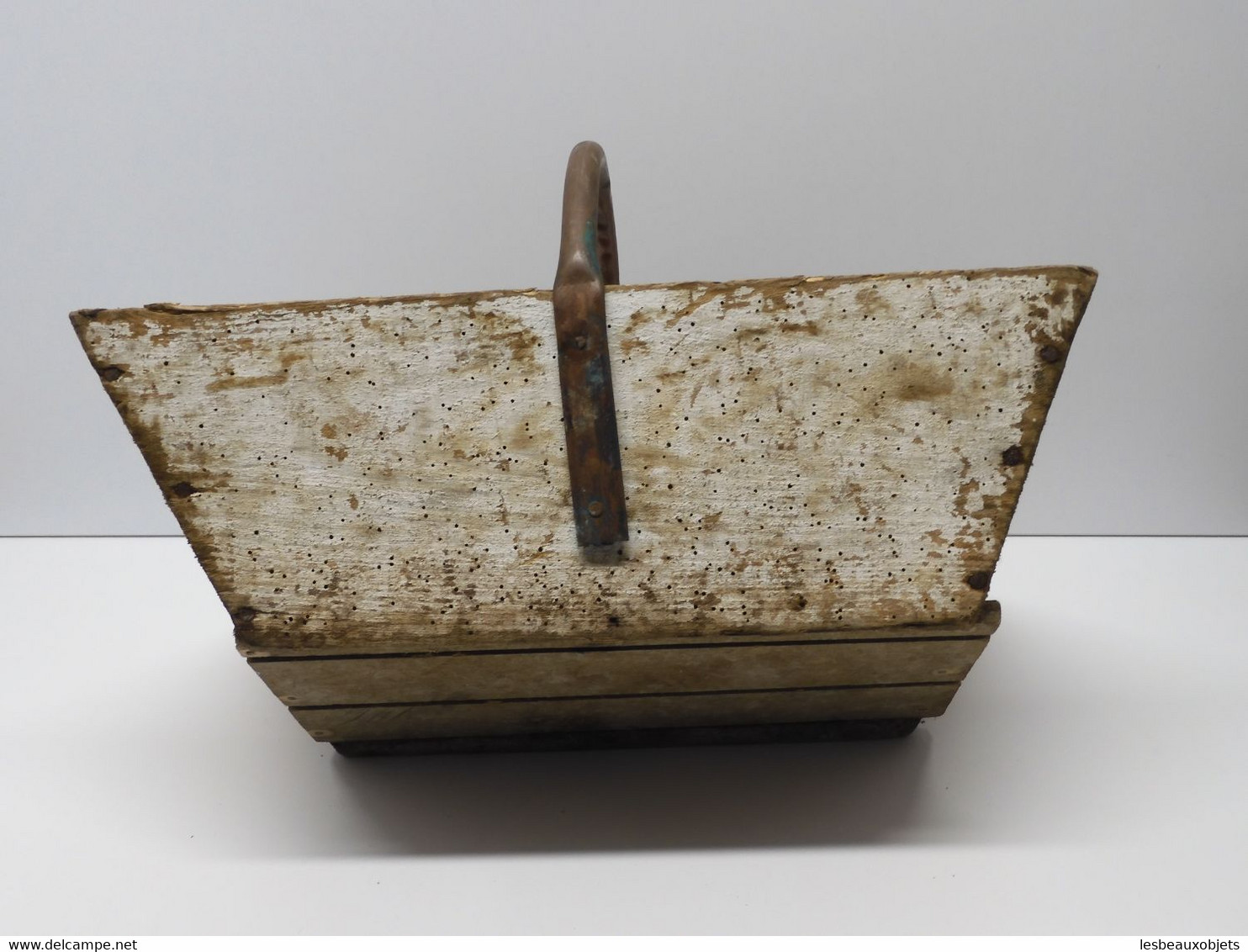 *TRES ANCIEN PANIER DE VENDANGE CEUILLETTE AU JARDIN BOIS POIGNEE CUIVRE  E