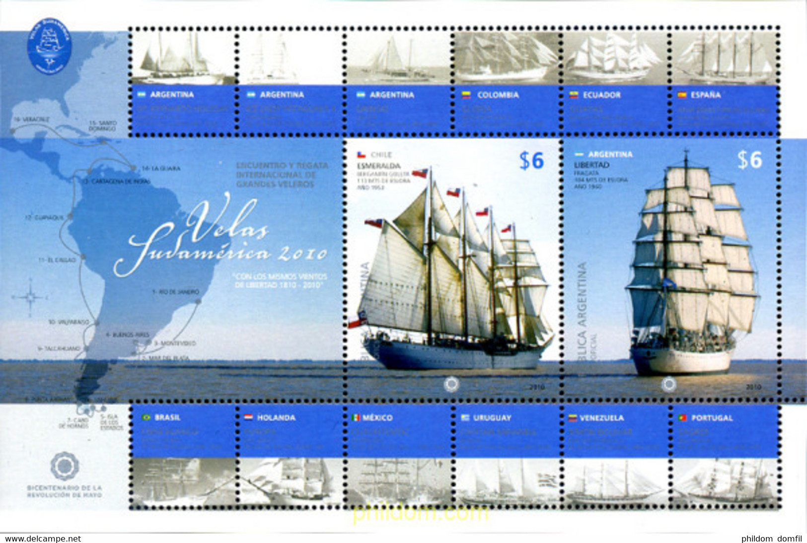 247899 MNH ARGENTINA 2010 REGATA - VELAS SUDAMERICA 2010 - Usati