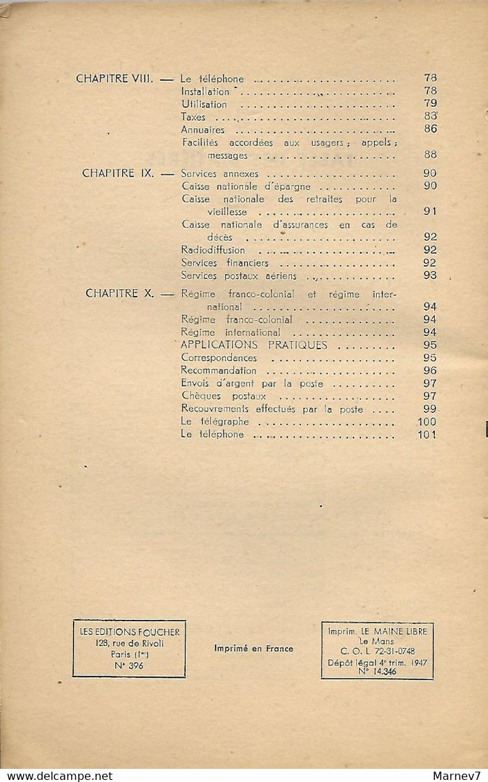 Petit Livre - La POSTE PTT Chèques Postaux - Cours Complet De Commerce Par Yvonne COURT Professeur - Postes - 1947 - Management