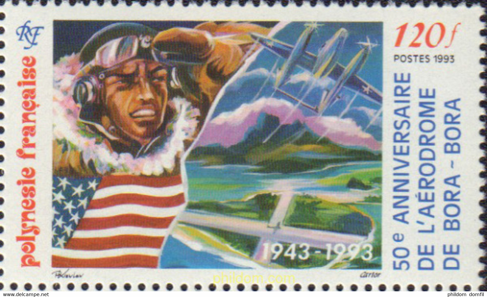 585004 MNH POLINESIA FRANCESA 1993 50 ANIVERSARIO DEL AEROPUEREO DE BORA-BORA - Used Stamps