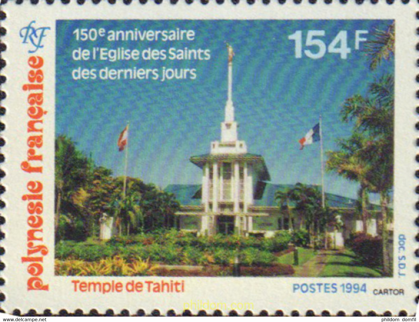 585023 MNH POLINESIA FRANCESA 1994 150 ANIVERSARIO DE LA IGLESIA DE LOS SANTOS DE LOS ULTIMOS DIAS - Used Stamps