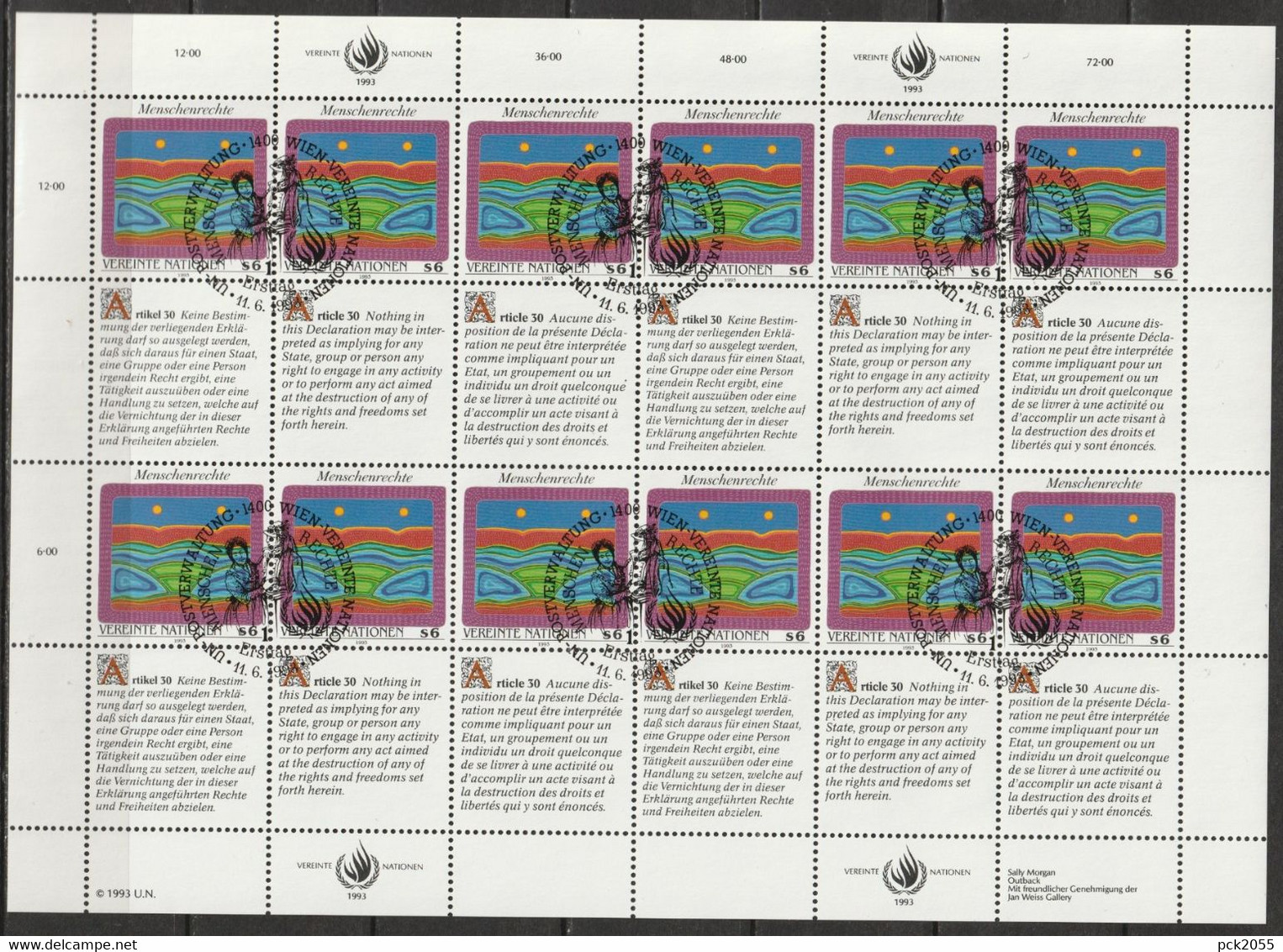 UNO Wien 1993 MiNr.150- 151 Zd-Bogensatz O Gestempelt Menschenrechte ( Dg 291)  Günstige Versandkosten - Used Stamps