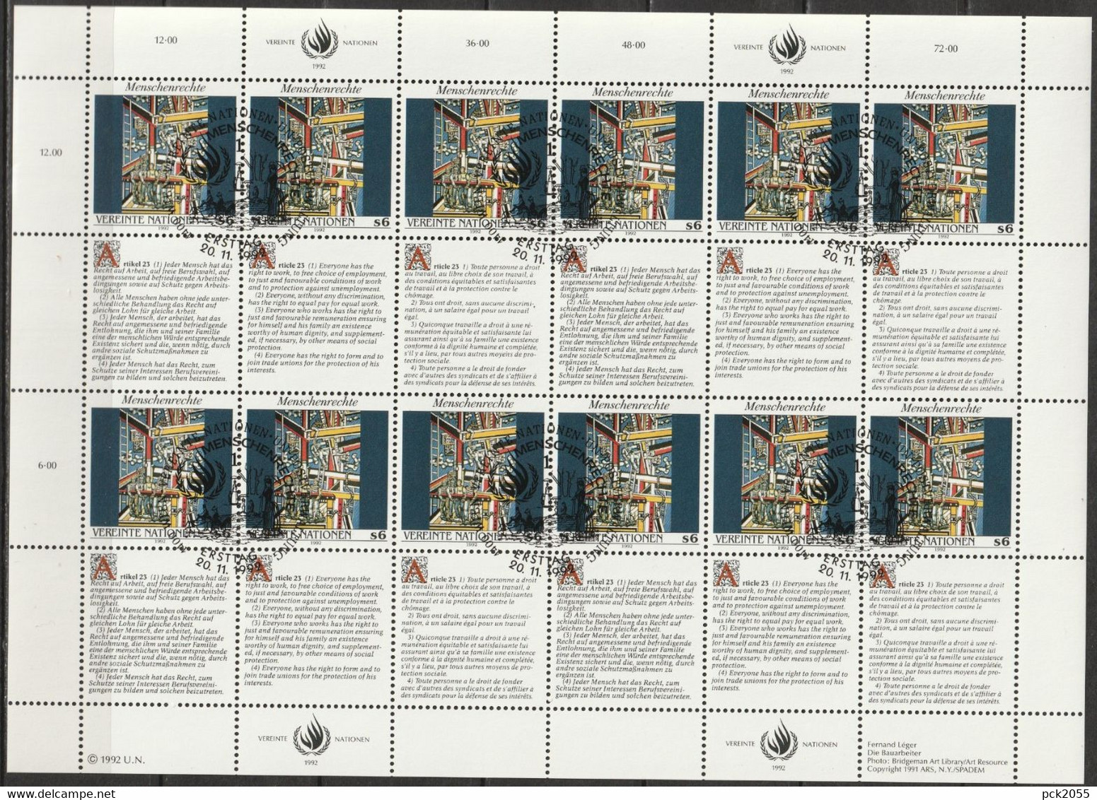 UNO Wien 1992 MiNr.139- 140 Zd-Bogensatz O Gestempelt Menschenrechte ( Dg 292)  Günstige Versandkosten - Gebraucht