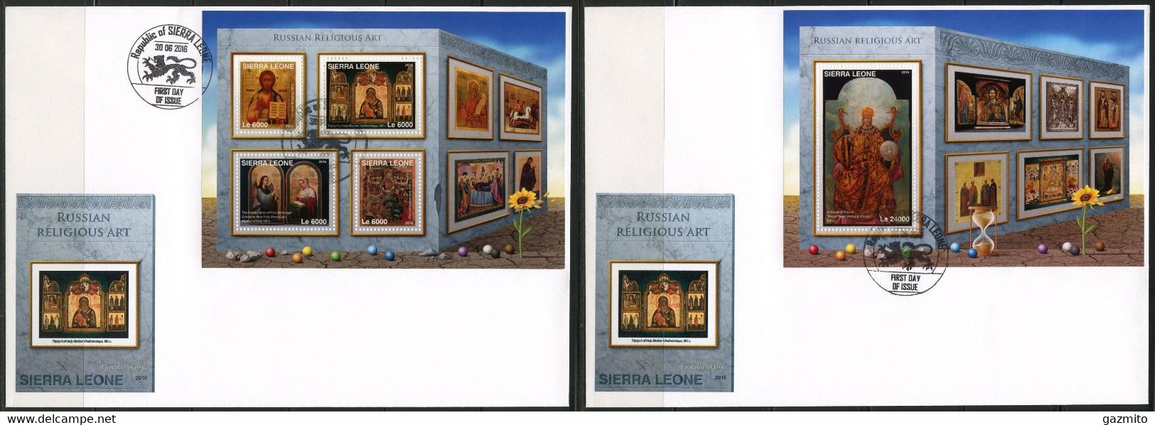 Sierra Leone 2016, Art, Russian Religious Art, Icons, 4val In BF +BF In 2FDC - Cuadros