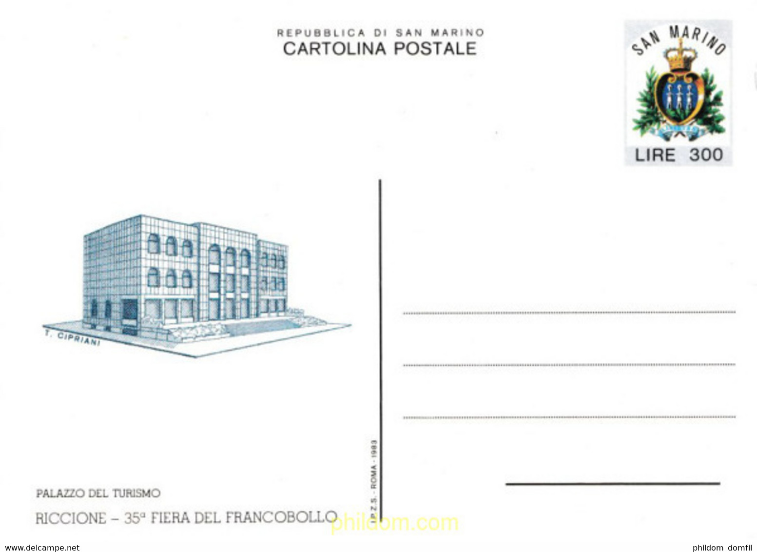 601797 MNH SAN MARINO 1983 PALACIO DE TURISMO - 35 FERIA DEL SELLO - Oblitérés