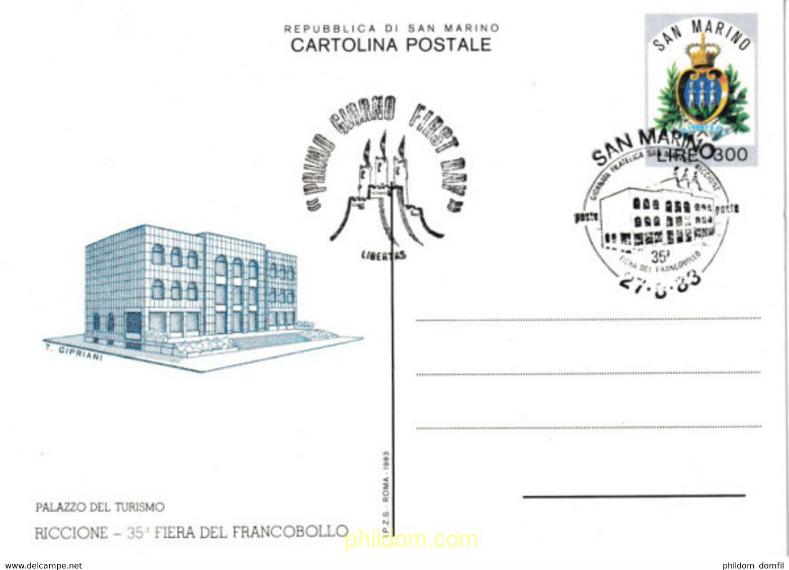 601798 MNH SAN MARINO 1983 PALACIO DE TURISMO - 35 FERIA DEL SELLO - Gebraucht