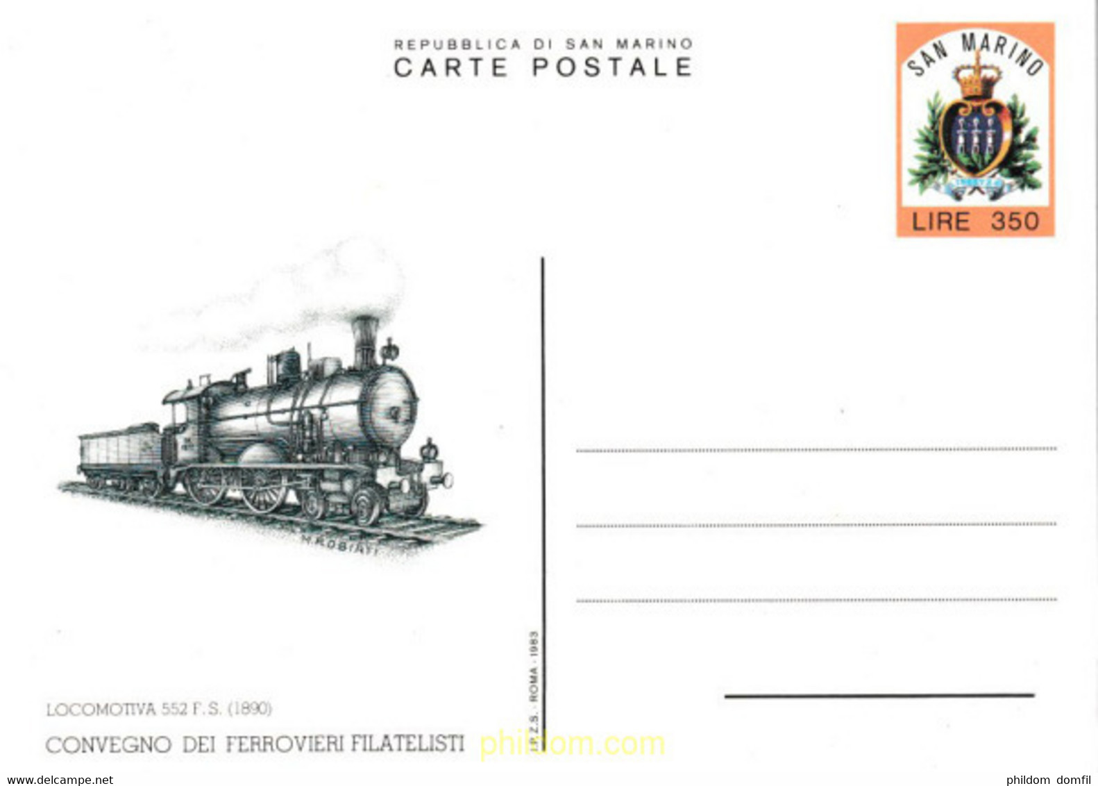 601799 MNH SAN MARINO 1983 CONVENIO FILATELICO DEL FERROCARRIL - Used Stamps