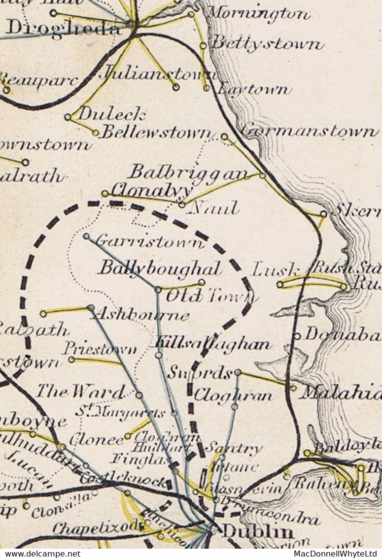 Ireland Louth 1805 Letter To Dublin Prepaid "P4" With Circular POST PAID Of Drogheda In Red, Matching DROGHEDA Large Typ - Vorphilatelie