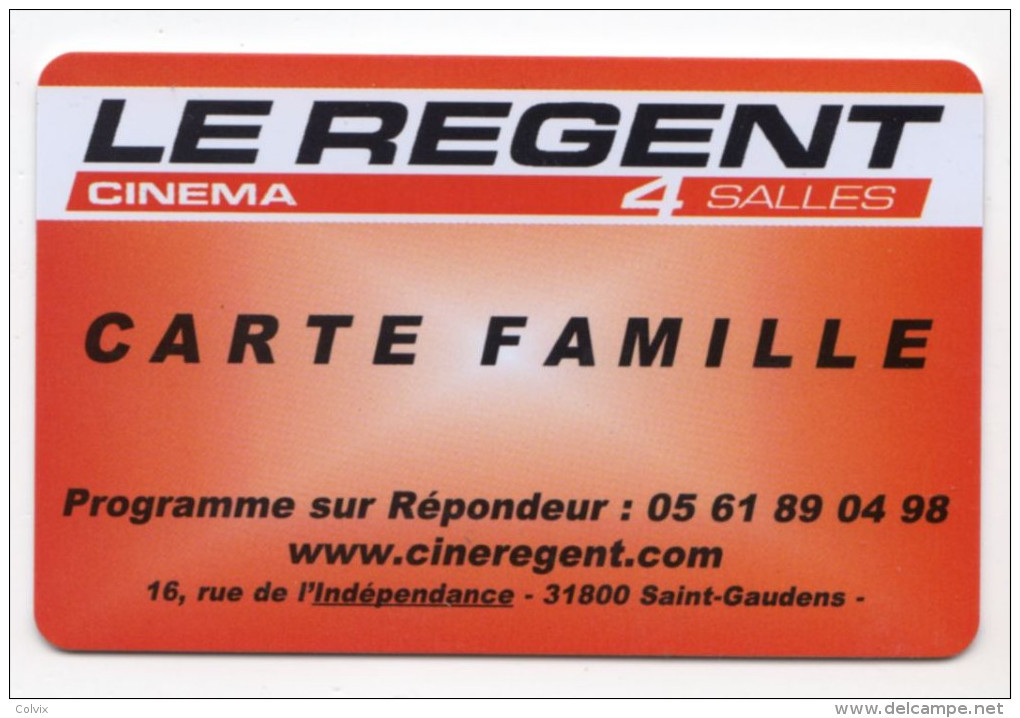 FRANCE CARTE CINEMA LE REGENT SAINT GAUDENS CARTE FAMILLE - Cinécartes