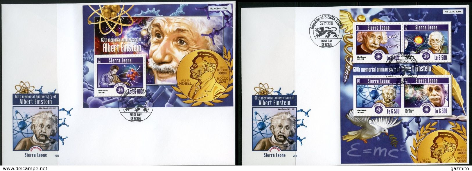 Sierra Leone 2015, Albert Einstein, 4val In BF +BF In 2FDC - Albert Einstein