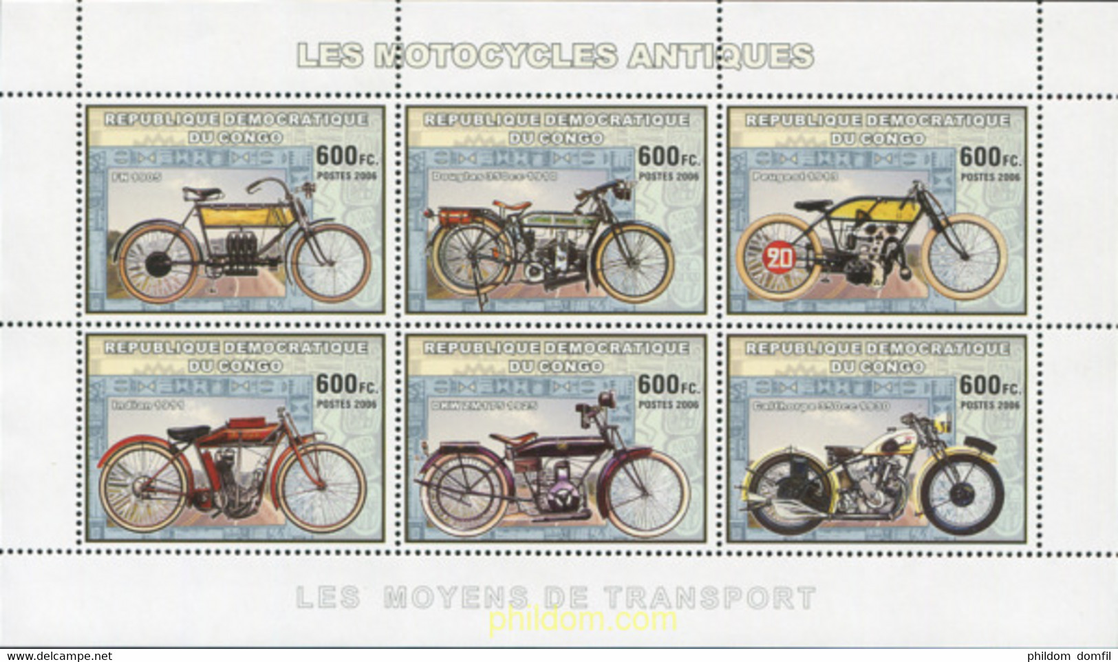 628748 MNH CONGO. República Democrática 2006 MOTOCICLETAS ANTIGUAS - Gebraucht