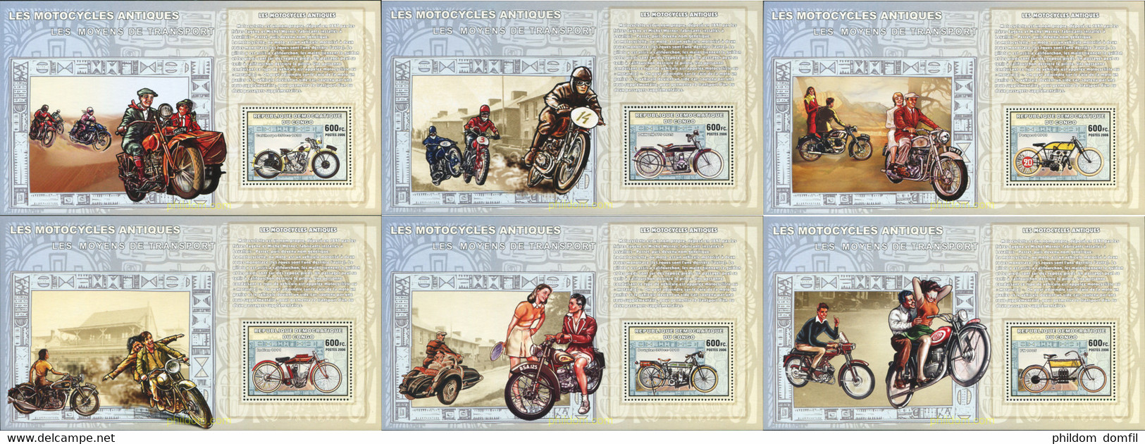 628749 MNH CONGO. República Democrática 2006 MOTOCICLETAS ANTIGUAS - Usati