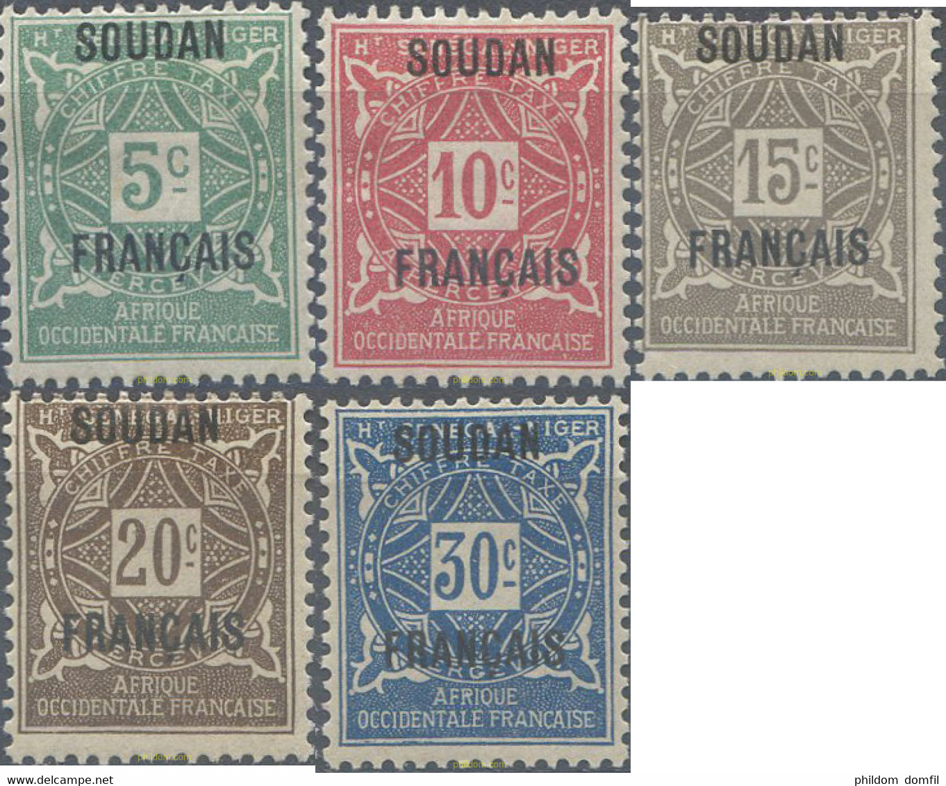 659283 HINGED SUDAN FRANCES 1921 SELLOS DE TASA DE SENEGAL SOBRECARGADOS - Autres & Non Classés