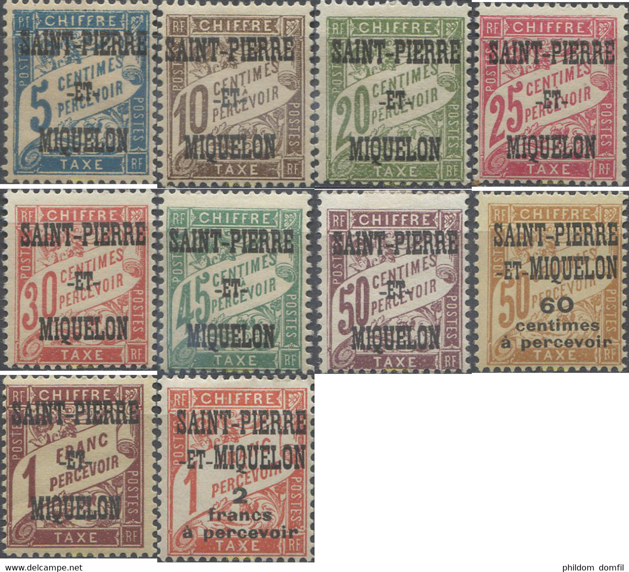 659480 HINGED SAN PEDRO Y MIQUELON 1925 SELLOS DE TASA DE FRANCIA DEL 1893-1926 SOBRECARGADOS - Used Stamps