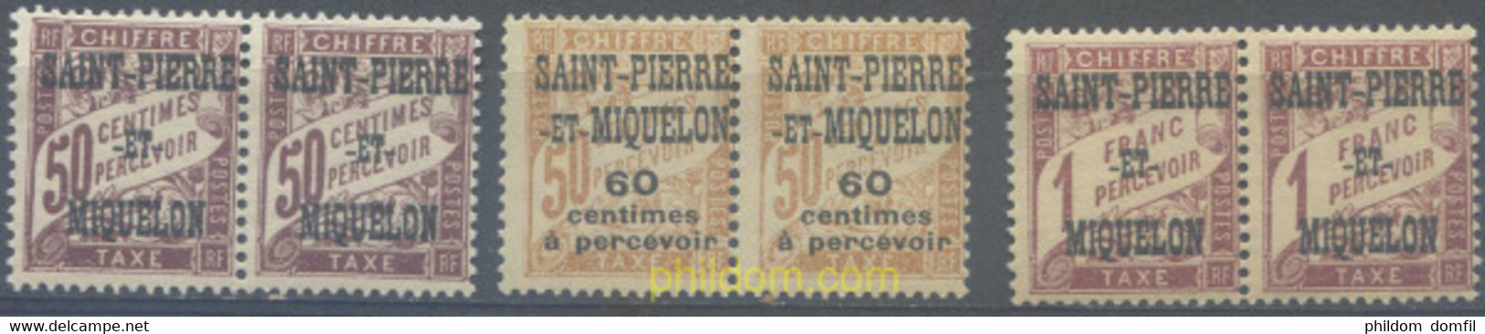 659481 MNH SAN PEDRO Y MIQUELON 1925 SELLOS DE TASA DE FRANCIA DEL 1893-1926 SOBRECARGADOS - Usados