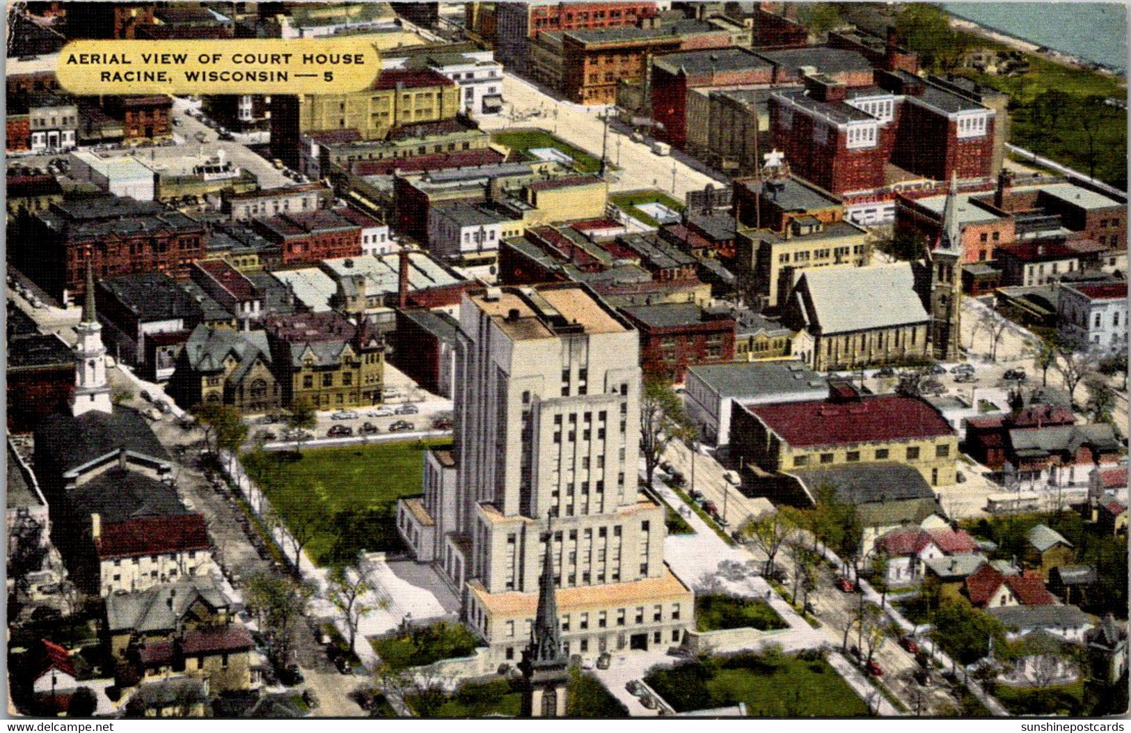 Wisconsin Racine Aerial View Of Court House - Racine