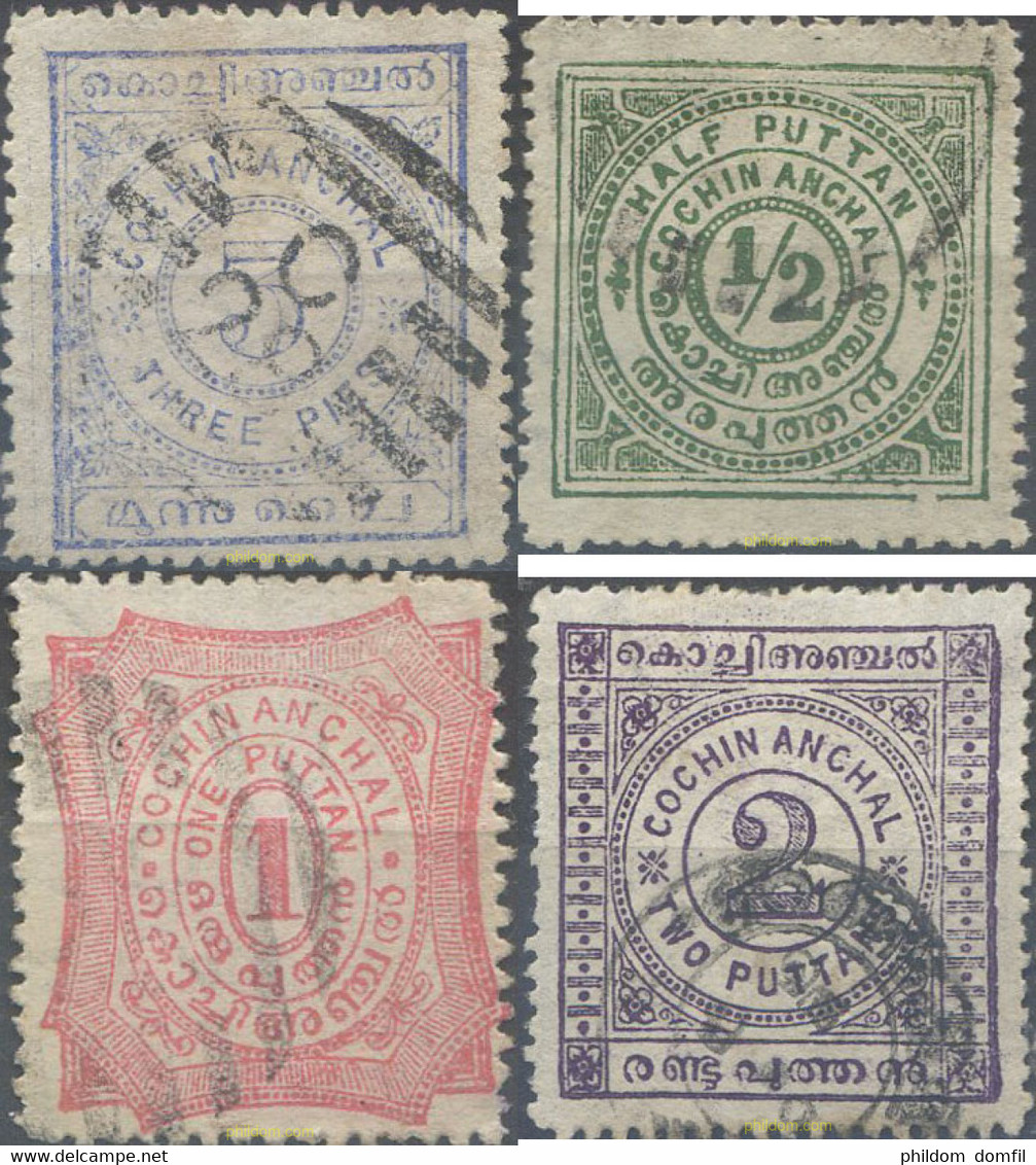 662299 USED INDIA 1898 COCHIN, TIPOS DE CIFRAS, - Colecciones & Series