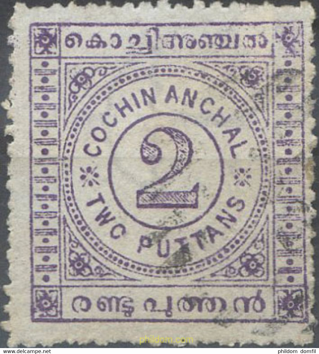 662301 USED INDIA 1898 COCHIN, TIPOS DE CIFRAS, - Collections, Lots & Series