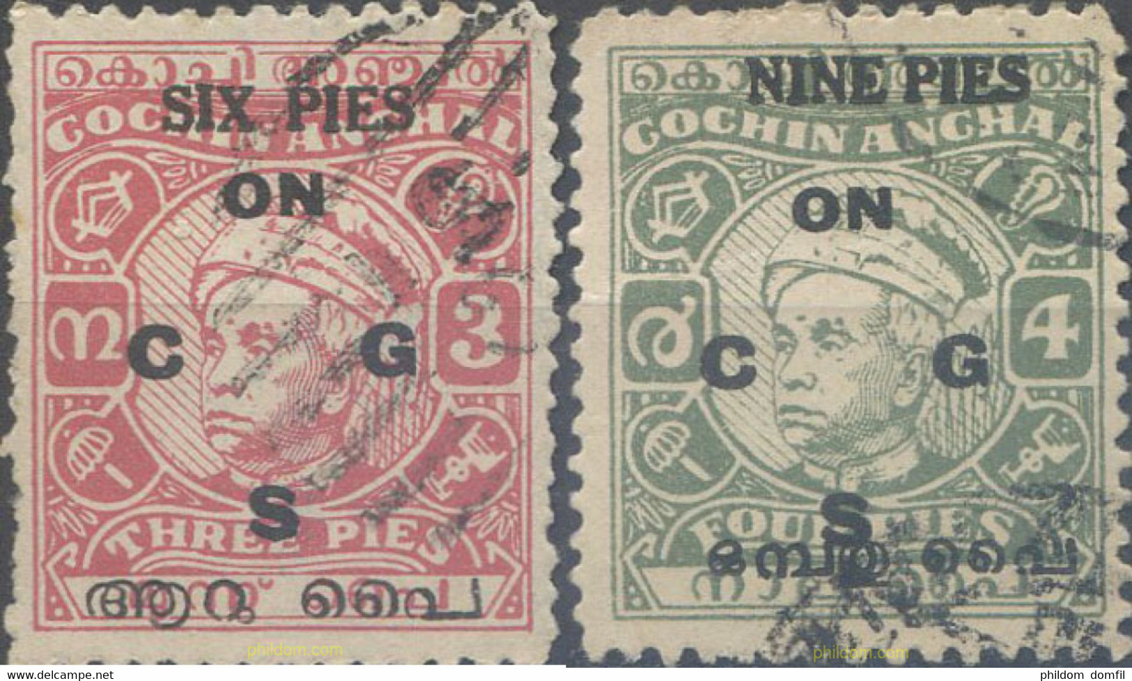 662423 USED INDIA 1948 SELLOS DE SERVICIO, COCHIN. SOBRECARGA - ON C,G,S - Neufs