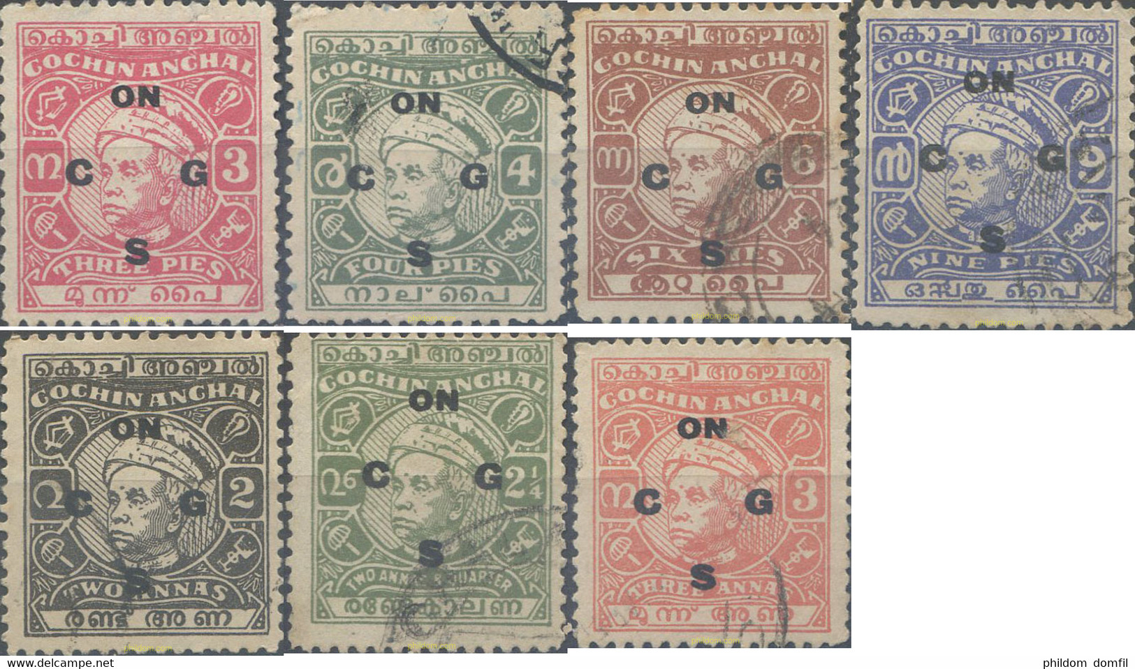 662427 USED INDIA 1950 SELLOS DE SERVICIO, COCHIN. SOBRECARGA - ON C,G,S - Nuevos