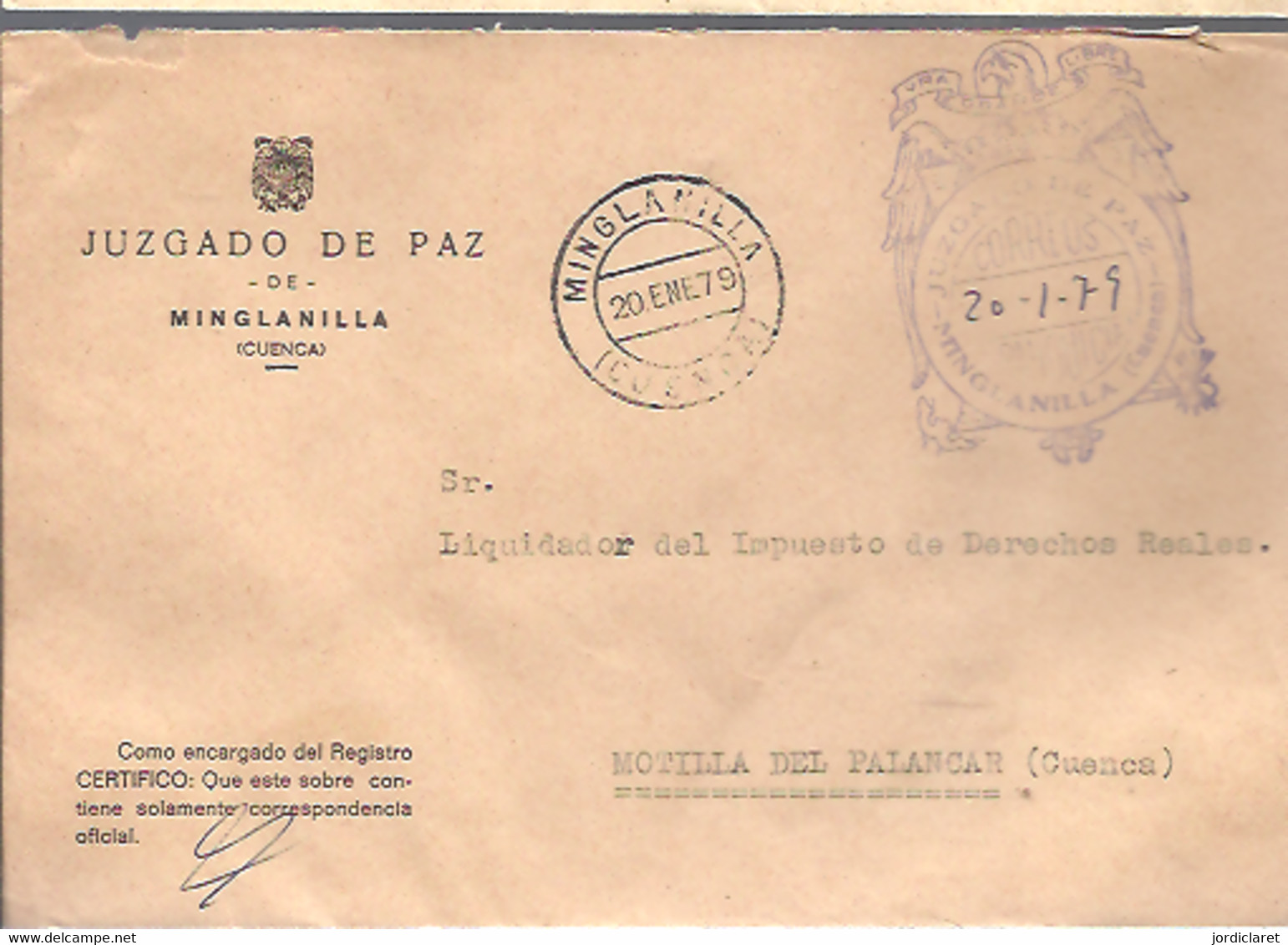 JUZGADO DE PAZ  1979    MINGLANILLA   CUENCA - Vrijstelling Van Portkosten