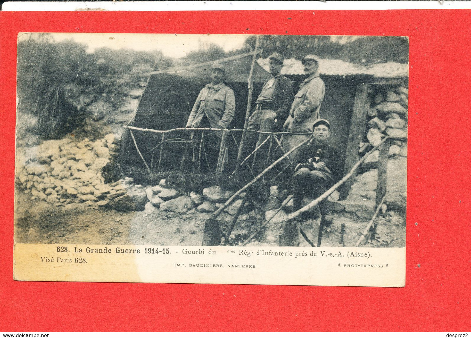 02 VIC Sur AISNE GUERRE 1914 MILITARIA Cpa Animée Gourbi Regiment Infanterie             628 Photo Express - Vic Sur Aisne