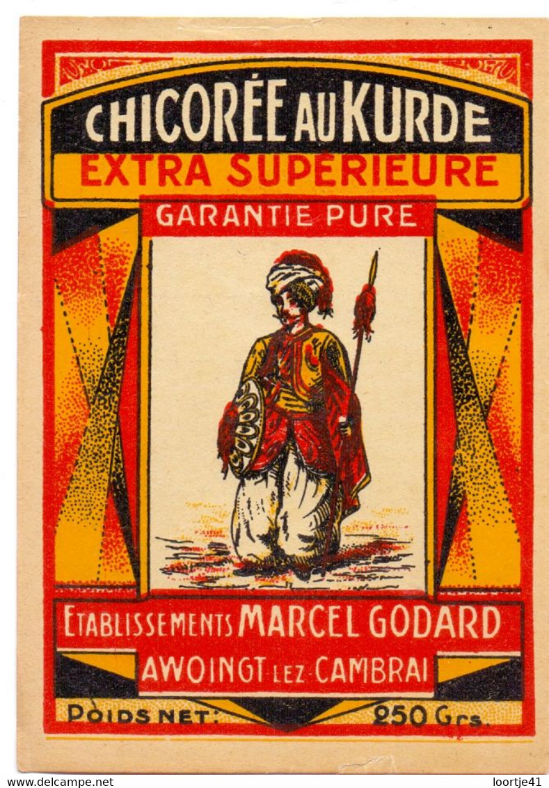 Etiket Etiquette Label - Chicorée - Au Kurde - Ets Marcel Godard - Awoingt Lez Cambrai - Koffie & Koffiecichorei