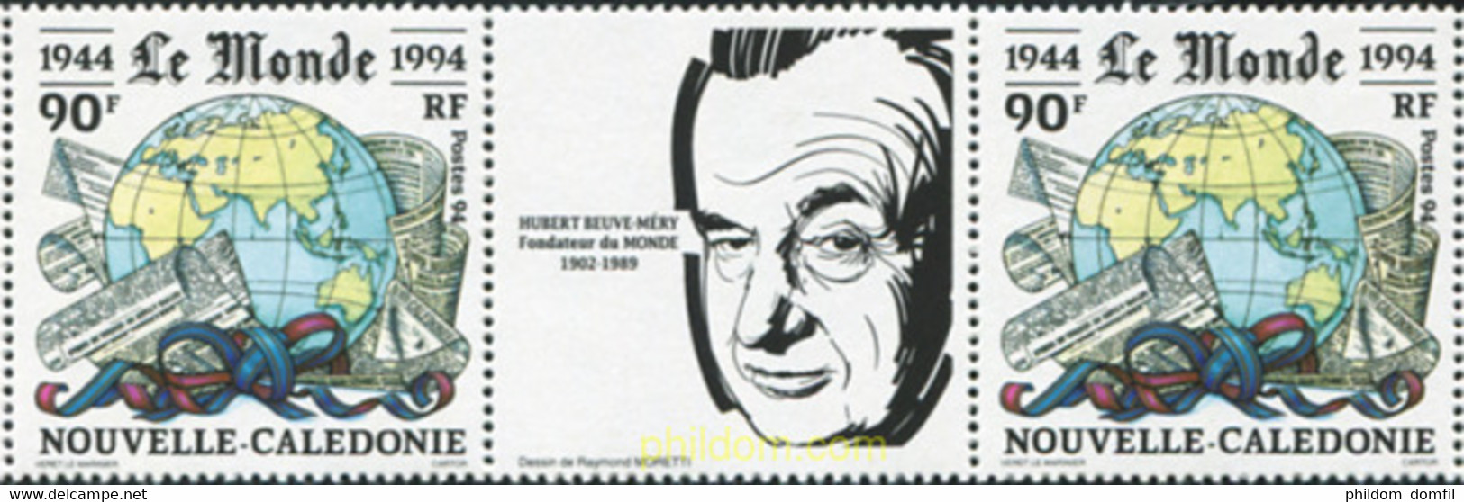 678603 MNH NUEVA CALEDONIA 1994 50 ANIVERSARIO DE LA CREACION DEL DIARIO "LE MONDE" - Used Stamps