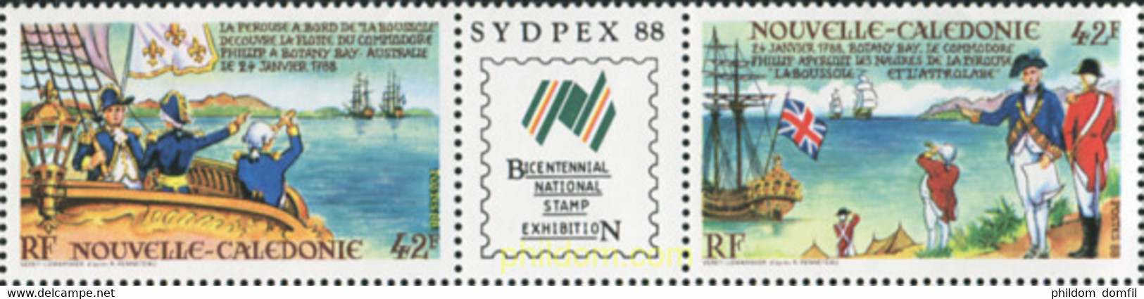 678671 MNH NUEVA CALEDONIA 1988 BICENTENARIO DEL ENCUENTRO EN BOTANY BAY ENTRE LA PÉROUSE Y COMMODORE PHILIP - Usati