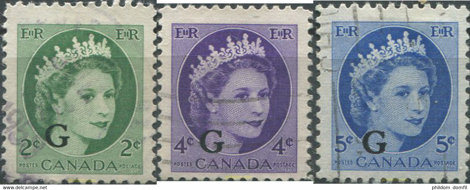 684584 USED CANADA 1955 SELLOS DEL 1954 SOBRECARGADOS - 1952-1960