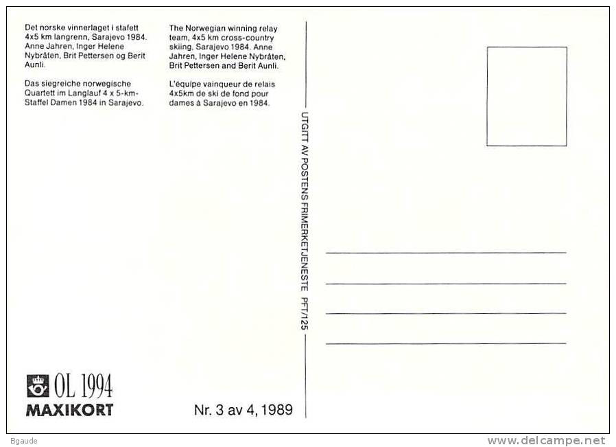 NORVEGE  CARTE MAXIMUM  NUM.YVERT 983 JEUX OLYMPIQUES LILLEHAMER DE 1994 SPORT - Maximumkarten (MC)