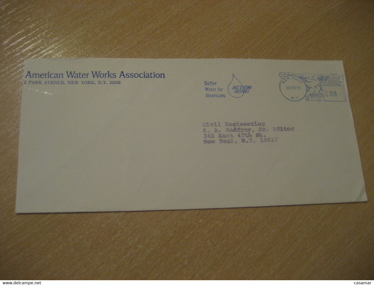 NEW YORK 1971 Better Water For Americans Eau Meter Mail Cancel Cover USA Environment Energy Energie - Wasser