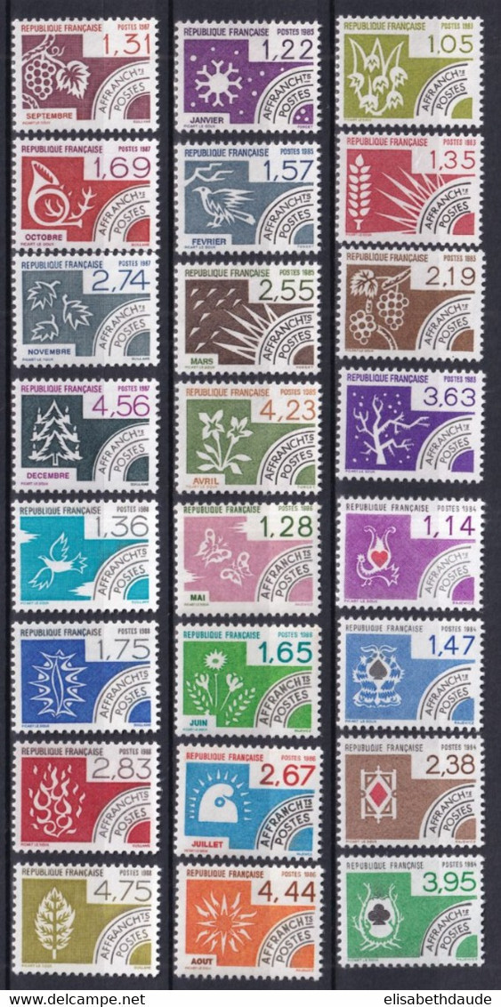 1983/1988 - PREOBLITERES SERIES COMPLETES - YVERT N° 178/201 ** MNH - COTE = 34.5 EUR. - 1964-1988