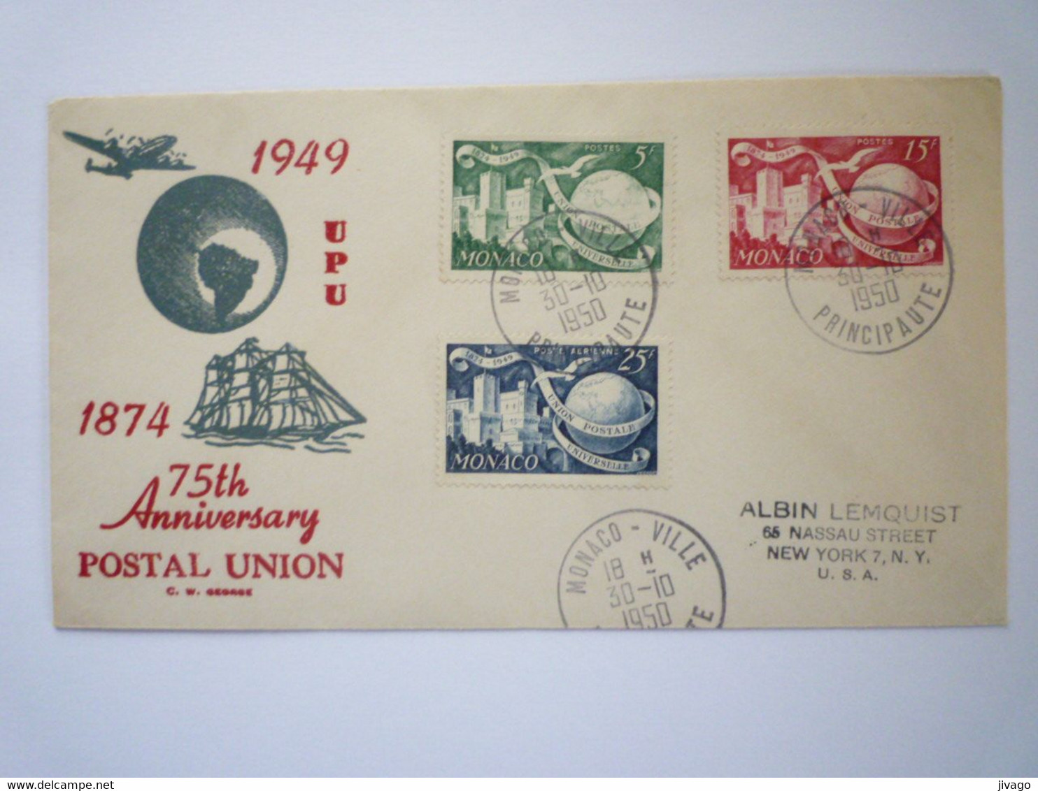 22 - M 4161  Enveloppe Au Départ De MONACO-VILLE  à Destination De NEW-YORK  1950   XXX - Storia Postale