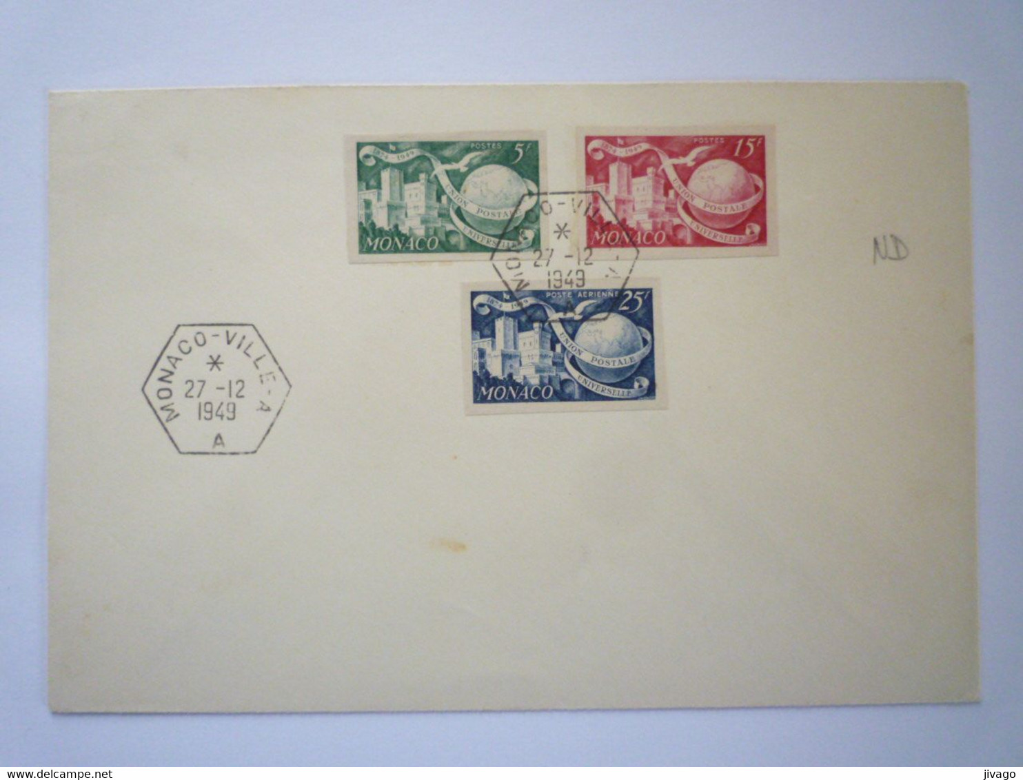 22 - M 4162  Enveloppe Au Départ De MONACO - VILLE - A   (Timbres Non Dentelés)  1949   XXX - Storia Postale