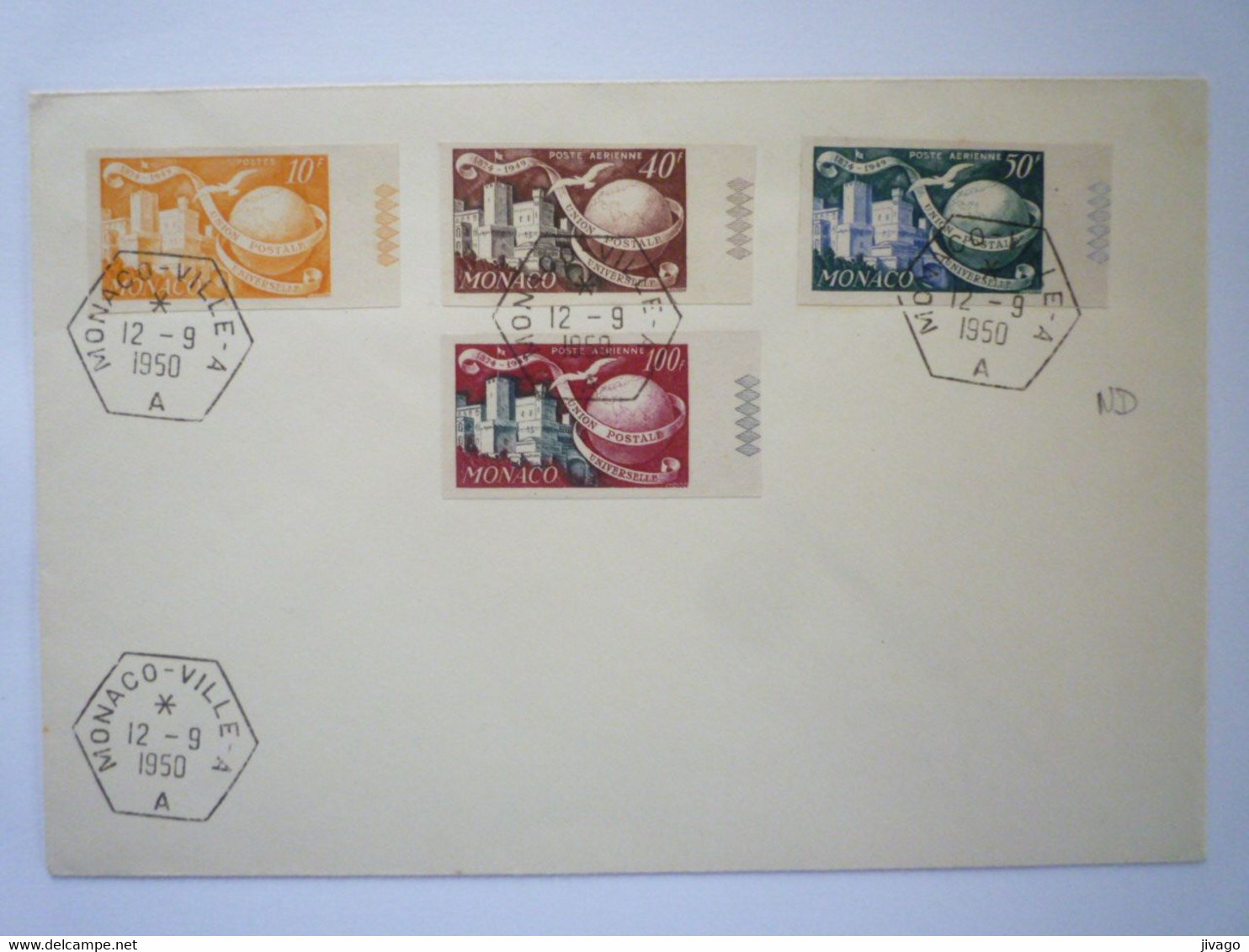 22 - M 4163  Enveloppe Au Départ De MONACO - VILLE - A   (Timbres Non Dentelés)  1950   XXX - Brieven En Documenten