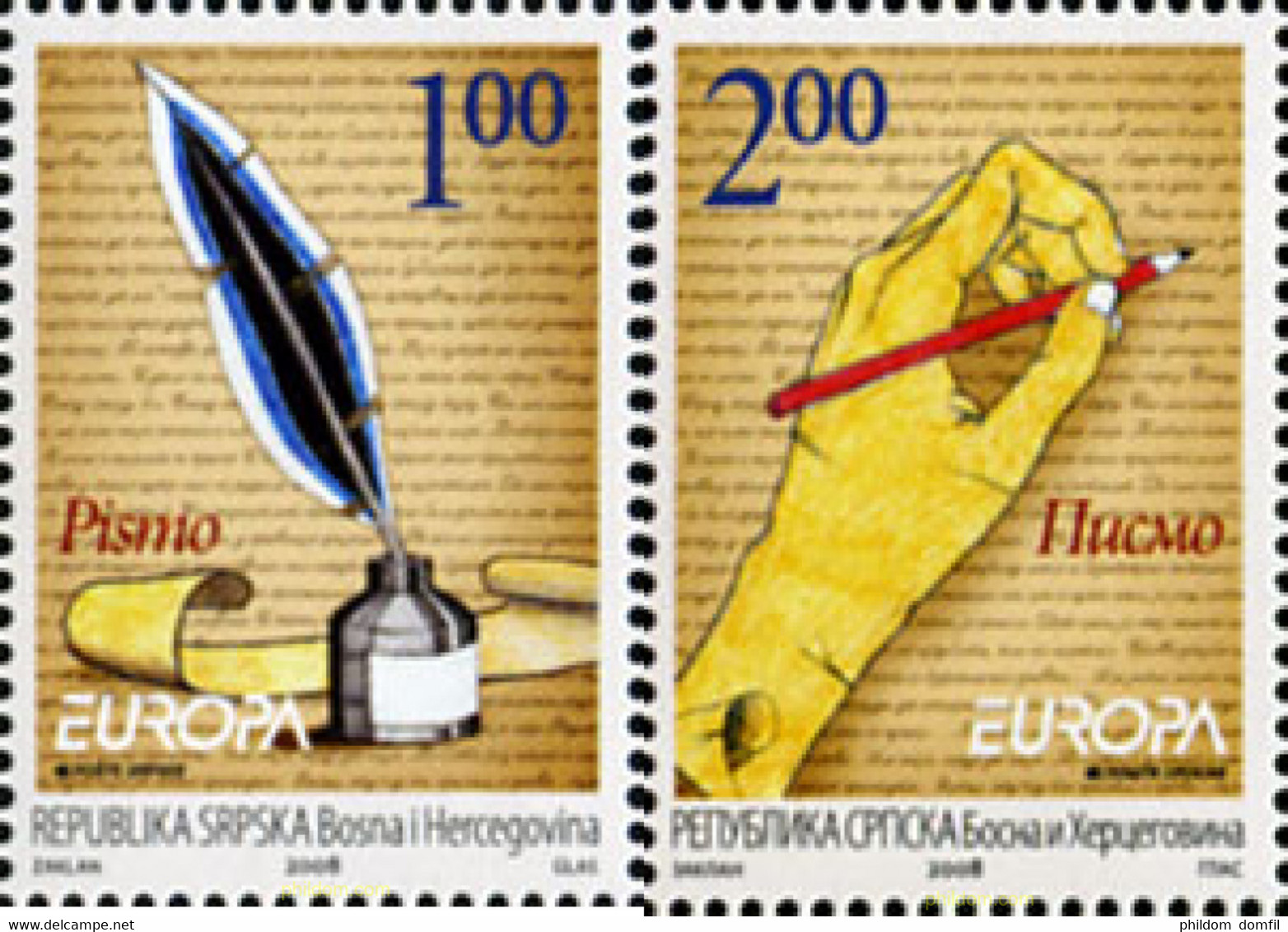 215101 MNH BOSNIA-HERZEGOVINA. Adm Serbia 2008 EUROPA CEPT 2008 CARTAS - Autres & Non Classés