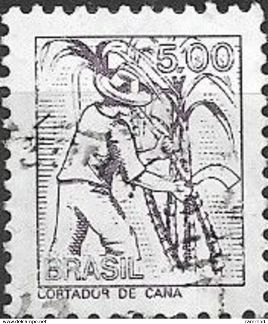 BRAZIL 1976 Sugar Cane Cutter - 5cr. - Lilac FU - Oblitérés