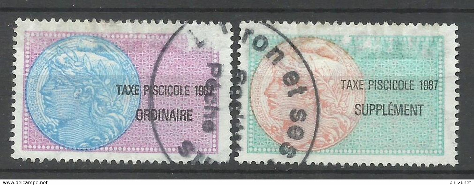 France   Fiscaux  Taxe Piscicole 1987 Ordinaire Et Supplément  Oblitérés   B/TB    Voir Scans  Soldé ! ! ! - Timbres